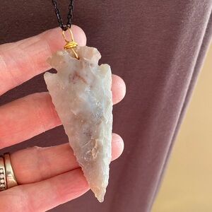 Marbled Pink Arrowhead Pendant Necklace